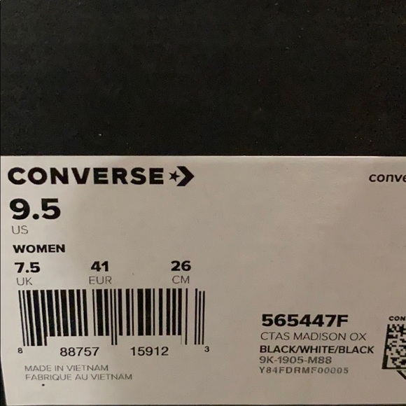 Converse Ctas Madison Low Canvas Black White LogoW - Picture 10 of 10